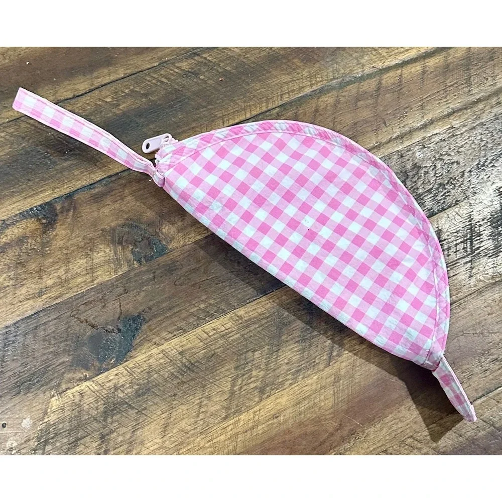 The Flat Lay Co London Pink Gingham Checkered Travel Makeup Bag Pouch FLCLP-PG
